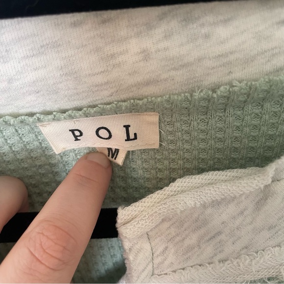 POL Women's Sage and Cream Color Block Hoodie - Picture 3 of 5